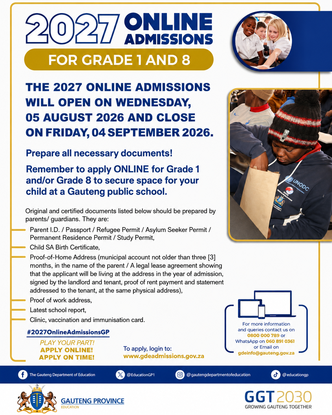 Krugersdorp High School 2027 Grade 8 admissions information